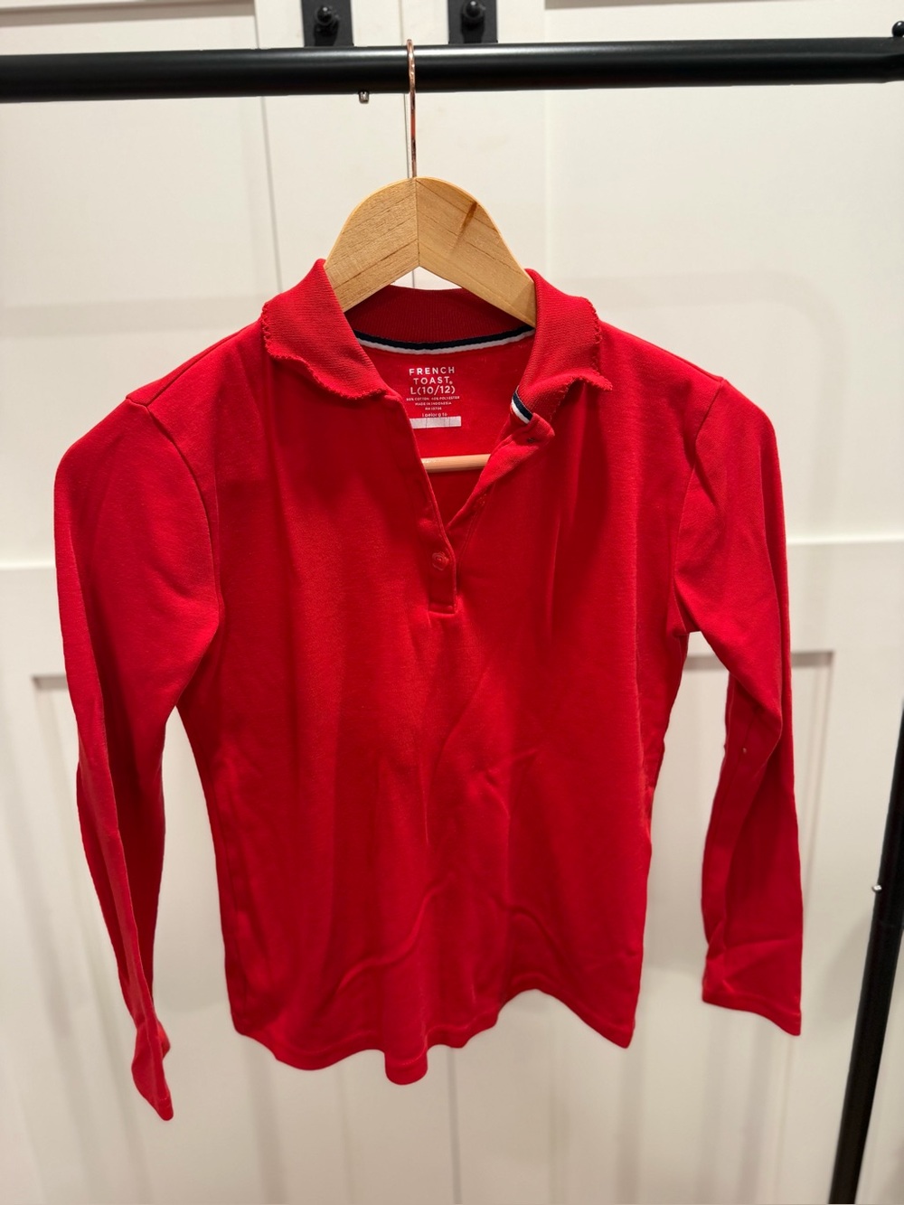 French Toast Girls Red Long-Sleeve Polo Top